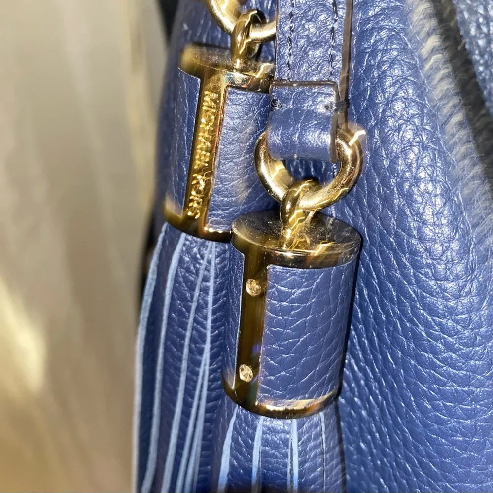 Michael Kors Navy Pebbled Leather Hobo with Tassel